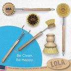 Lola Products - The Original - Tampico Vegetable & Dish Wood Brush, 3" Head, Sustainable, Tampico Bristles, Easy Head Only Replacement, 1 Pack