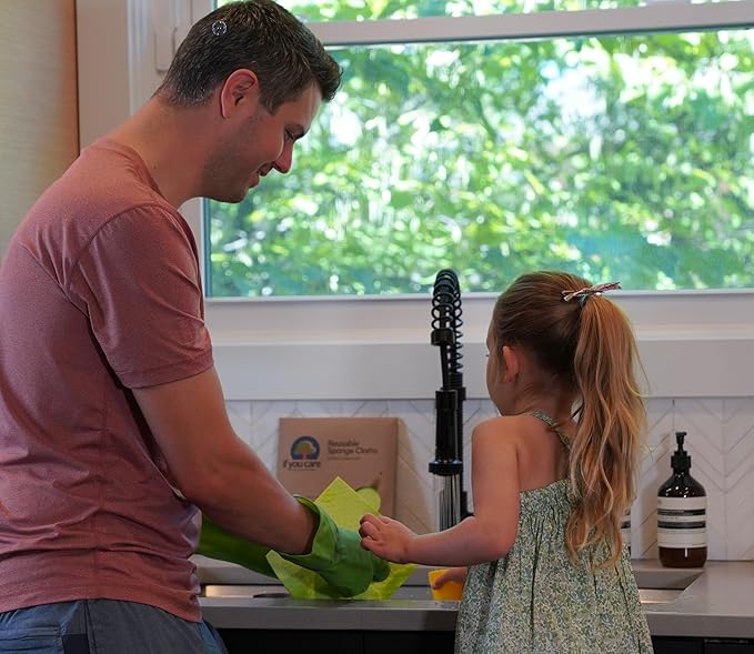 If You Care Sponge Cloths – 5 Count – 100% Natural Cleaning Rags for Kitchen, Bathroom, Home Countertop Surfaces – Absorbent, Reusable, Machine Washable, Compostable