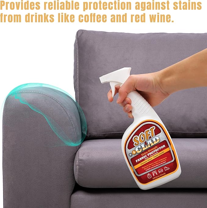 Extra Strength Fabric Protector Spray & CleanClad Spot Cleaner Kit - Guard & Remove Stains from Furniture, Carpets, Leather, and More - Set Includes 32oz Fabric Protector Spray & Two 4oz SpotCleaners