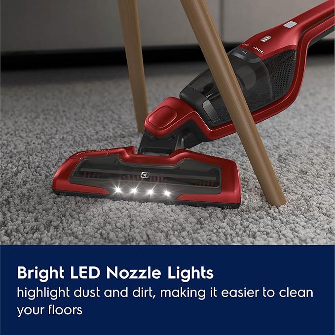 Electrolux Ergorapido Pet Cordless 2-in-1 Vacuum Cleaner with Motorized Pet Nozzle for Easy Pet Hair Removal, 48-Minute Run Time, 2 Power Modes, Chili Red