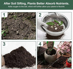 Soil Sieve Set Garden Soil Sifter Stainless Steel Mesh Sifter,Compost Sifter with 1,3,6,9,12mm Sieve Mesh and Bonsai Soil Scoop