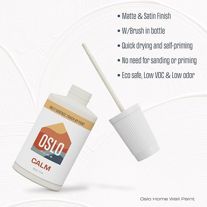 Touch Up Paint, Off White (Calm), 1oz, Matte, w/brush in bottle, Quick drying, for Home repairs, Kitchen Cabinets,Walls