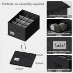 FHSQX 2 Pack Shoe Organizer for Closet,Fits up to 24 Pairs,Fabric Shoe Storage Bins,Large Shoe Box Storage Containers with Bottom Support for Shoes (Black, (16.5 * 12.6 * 9.5) x1)