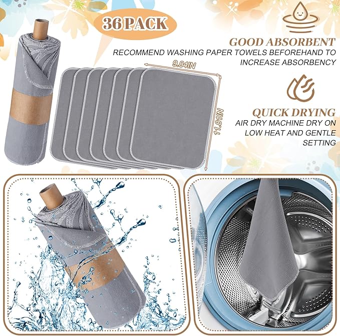 36 Count Reusable Cleaning Cloths Washable Cotton Kitchen Towels for Home(Simple Style,Gray)