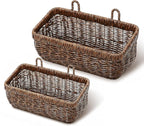 AceList Wall Hanging Basket, Boho Style Hand-Woven Hanging Storage Baskets - Set of 2, Ideal for Boho Room Decor, Kitchen, Garden, and Living Room(Brown)