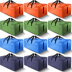 HOMESURE 12 Pack Large Strong Moving Bags with Zippers & Carrying Handles - Water-Resistant - Heavy Duty Storage Tote for Space Saving, Fold Flat, Alternative to Moving Box (Multicolored)