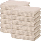 Homaxy 100% Cotton Waffle Weave Kitchen Dish Towels, Ultra Soft Absorbent Quick Drying Cleaning Towel, 13 x 28 Inches, 12-Pack, Beige