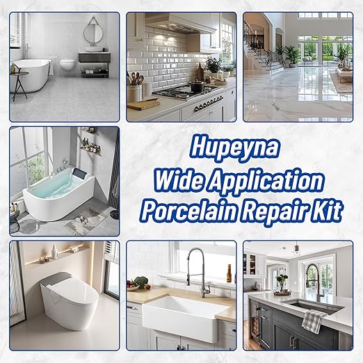 Fiberglass Repair Kit, Bathtub Repair Kit for Tile, Acrylic, Ceramic, Enamel, Kitchen Bathroom Fix Chips Cracks Scratches Rust Holes on Porcelain Sink, Tub, Toilet, Shower Tray, Granite, Marble, Deck