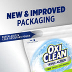 OxiClean Triple Action Free Versatile Stain Remover Powder, Use with Detergent, No Fragrance, No Dyes, No Chlorine, Removes Stains, Brightens Colors and Whites, 4 lbs
