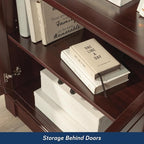 Sauder Palladia Book Shelf, Bookshelf with Storage, Library Bookcase with Doors and Adjustable Shelves, L: 29.37" x W: 13.90" x H: 71.85", Select Cherry