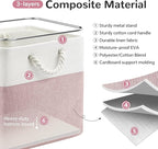 13 x 13 Inch Cube Storage Bins, 6 Pack Fabric Storage Basket with Handles, Foldable Boxes Organizer for Shelf Baskets for Home, Clothes (White/Pink)