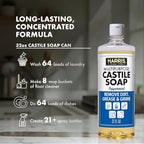 HARRIS Multi-Purpose Pure Castile Soap, Made with Olive, Coconut, and Pine Tree Oil, Uses for Face, Body, Hand, Hair, Home, Dishes, and Laundry, Peppermint, 32 Fl Oz