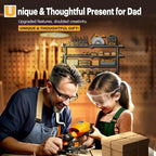 Power Tool Organizer, Quick Assembly & Max 420lb Load With 6 Outlet Power Strip, 4 shelves 8 Slots for Cordless Drill Holder Wall mount in Garage/Workshop/Pegboard Suitable for Birthday Gift