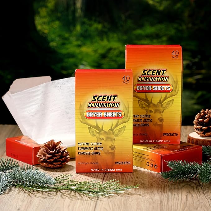 4 Packs 160 Sheet Scent Elimination Dryer Sheets for Hunting Scent Free Dryer Sheets Hunting Fabric Softener for All Fabrics Clothes