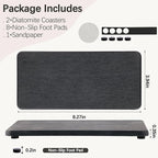 2 Pcs Water Absorbing Stone Trays, Kitchen/Bathroom Sink Soap Dish, Diatomite Tray Used for Hand Soap & Cosmetic Bottles in The Modern Home, 4" W x 8.3" L, Dark Gray