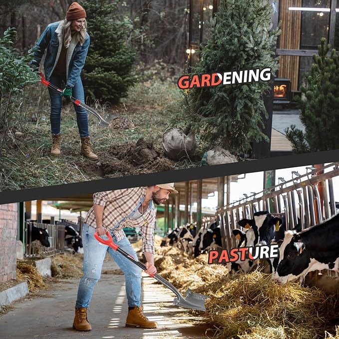 Digging Shovel Round Garden Shovel Spade with Fiberglass Handle for Gardening, Landscaping, Digging,Construction, 43 inches