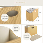 BLU MONACO | Gold Magazine Holder | Woven PVC Leather Organizer with MDF Frame | Floor or Table Storage for Home Office Bathroom | Large Capacity Vertical File Basket