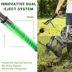 Weed Puller Tool, Heavy Duty Gardening Hand Tools with 4-Claw Steel Head & Dual-Eject Mechanism, 57.5" Bamboo Long Handle Stand Up Weeding Tool for Lawn Yard, Includes 16 Gallon Leaf Bag