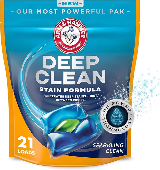 ARM & HAMMER Deep Clean Stain Formula, Laundry Detergent Power Paks, 21 ct.