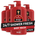 Old Spice Body Wash for Men, Refreshing 3X Defense, 24/7 Shower Fresh with Long Lasting Scent, Red Collection, Swagger with Cedarwood Scent, 33.4 oz (Pack of 4)