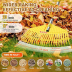 Leaf Rake - 17" Wide Nylon Plastic Head,65" Adjustable Handle,Heavy Duty for Leaves,Grass,Pine Needle,Mulch, Small Debris,Lawn-Friendly Tines,Lightweight for Women,Seniors & Kids