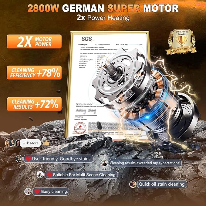 15-IN-1 Handheld Steam Cleaner【2800W Powerful Motor】【6 Level Pressure Steam - 4 BAR High Pressure】with Handle Control Button Cleaner for Home, Car, Kitchen - White