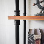 Industrial Bookshelves, Wood Pipe Bookshelf, 5 Shelf Rustic Display Storage Tall Standing Shelf Bookcase for Living Room, Kitchen, Office (Weathered Brown, 29.5" L x 11.8" W x 70" H)