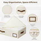 GRANNY SAYS 2 Pack Under Bed Storage, Underbed Organizer with Zipper Lid for Bedroom, Beige Clothing Storage Bins for Blankets, Clothes, Shoes