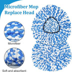 Spin Mop Handle, Mop Heads Replacements,Scrubber Brush and Mop Base Compatible with Ocedar RinseClean 2-Tank System, Mop Handle and Head Replacement Combo Set for Wet Dry Use Floor Cleaning