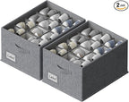 FHSQX 2 Pack Shoe Organizer for Closet,Fits up to 24 Pairs,Fabric Shoe Storage Bins,Large Shoe Box Storage Containers with Bottom Support for Shoes (Dark Gray, (16.5 * 12.6 * 9.5) x1)