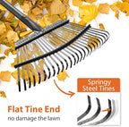 Rake for Leaves Heavy Duty, Large Garden Leaf Rakes for Lawns, 65 Inch Gardening Rake with Back-Saving Long Handle, 18.5” Wide 25 Tines Head for Quick Cleanup Yard Grass Clippings, Anti-Rust