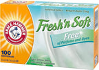 Arm & Hammer Fabric Softener Sheets, Free of Perfumes and Dyes, 100 ct (Pack of 2)