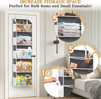 Ofiray-home 2 Pack Over Door Organizer with 5 Large Pockets, 5 Transparent Front Pockets & 10 Mesh Side, 50 lbs Weight Capacity Hanging Storage for Toys, Shoes, Diapers, Pantry
