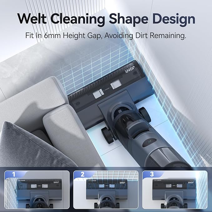 JONR ED12 PRO Wet Dry Vacuum Cleaner,Vacuum Mop All in One, Three Sided Cleaning,Hot Water Self-Cleaning,Hot Air Drying,Tangle-Free,Smart Hard Floor Cleaner Machine with Powerful Suction