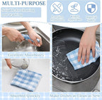 Patelai 12 Pcs Kitchen Dish Cloths for Washing Dishes Absorbent Dish Rags Cleaning Reusable Towels for Scrubbing Wipe Glass Summer Home Household Supplies(Blue,13.8'' X 13.8'')