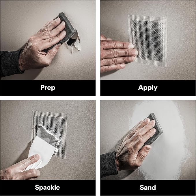 3M High Strength Small Hole Repair Kit, Inlcudes Spackling Compound, Putty Knife, Sanding Sponge, and Self-Adhesive Patch, For Hole Repairs Up To 3" in Diameter, Easy Wall Repair (SHR-SIOCKIT)