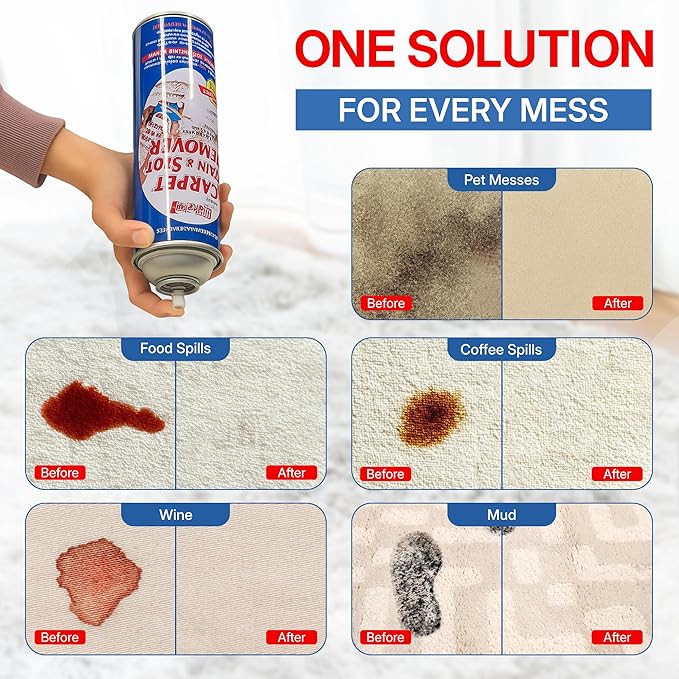 Carpet Spot Remover, Stain and Red wine Remover and Spot Treatment for Oil, Grease, Urine, Cleaning Performance for Rugs, Upholstery, Fabrics (18 Fl Oz (Pack of 1))