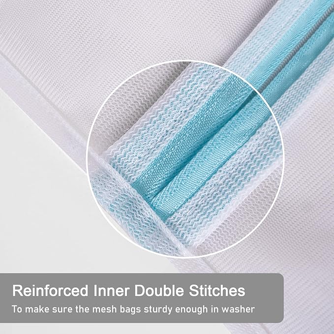 Polecasa 2 Pcs Premium Fine Mesh Laundry Bags, 2 Large 24 x 24 Inches Durable Laundry Wash Bagswith Sturdy Zipper for Delicates