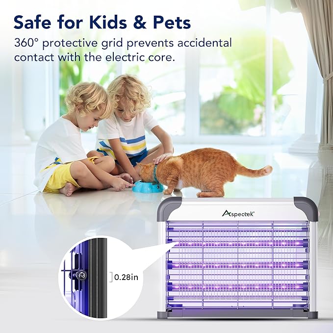 Aspectek LED Bug Zapper Indoor – High-Voltage Mosquito and Fly Trap, Energy-Efficient Insect Killer with 3 Long-Life LED Lamps, Safe & Durable Bug Light Trap for Home