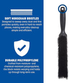 SPARTA Flo-Pac Counter Brush, Bench Brush, Dustpan Brush with Long Lasting for Counters, Floors, And Fireplace, 8 Inches, Black