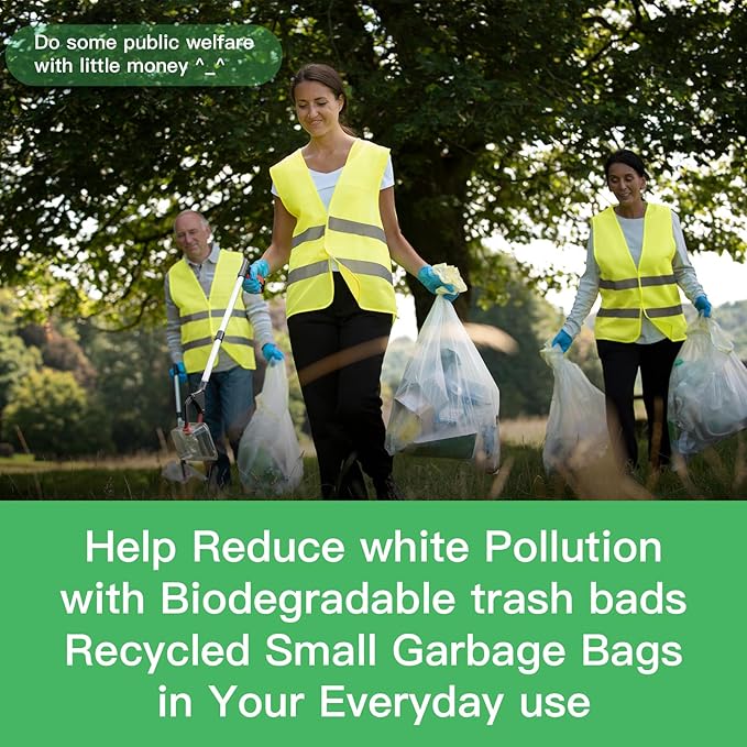 Small White Trash-Bags Bathroom 4 Gallon - Compostable Garbage Bags 4 Gallon 100 Count Biodegradable Unscented Little Waste Basket Kitchen Office Car Tiny Liners Bulk Strong Thick Inwaysin