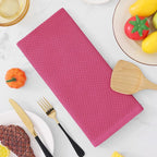 Homaxy 100% Cotton Waffle Weave Kitchen Dish Towels, Ultra Soft Absorbent Quick Drying Cleaning Towel, 13 x 28 Inches, 8-Pack, Hot Pink