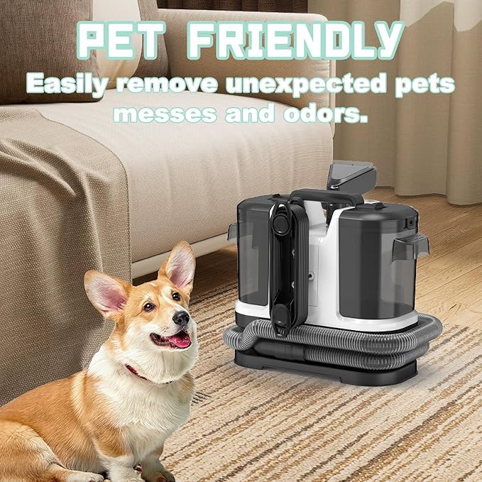 Portable Carpet & Upholstery Cleaner, Deep Cleaning for Rugs, Couch, Car Interiors Stains, Pet & Family Friendly, 120V