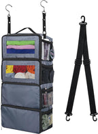 Suitcase Organizer, Carry on Closet Luggage Organizers Accessories for Travel, Foldable and Hangable Portable Hanging Travel Shelves with a Shoulder Strap to Use As a Travel Backpack Small, Gray