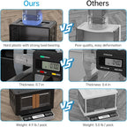 HAIXIN Storage Bins with 4 Lids - 8.4 Gal Closet Cabinet 4 Pack Plastic Stackable Organizers with Front Opening Door Black Foldable Storage Box for Home Garage Office Craft