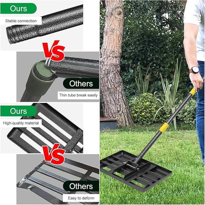 Lawn Level Rake, 6FT Lawn Leveling Tool, Heavy Duty Dirt Leveler Grass Leveling Rake, Stainless Steel Lawn Leveler for Yard Garden Golf Course