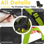 Tiller Cover, Rototiller Covers, 420D Silver-Coated Waterproof Fabric, Adjustable Drawstring Hem, Green Handle & Rear Waist Band – Fits Most Tillers (Black, Gas Tiller Cover)