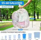 Reli. Easy Grab Trash Bags, 55-60 Gallon (150 Count) (Clear) - Star Seal Super High Density Rolls - Heavy Duty Can Liners, Garbage Bags, Bulk Bags - 50, 55, 60 Gallon Capacity