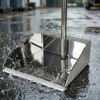 Metal Dustpan Long Handle Stainless Steel Dustpan,Heavy Duty Standing Dust Pan with Teeth, Indoor Outdoor Up for Home Kitchen Lobby Room Office