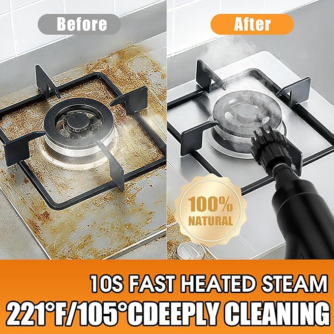 Handheld Steam Cleaner 1200ML Large Capacity Steamer for Cleaning, 6-Level Handle Remote Control Steamer, High Pressure Steam Cleaner for Home, Kitchen, Car, Windows - 12 Attachments Cleaning Tools
